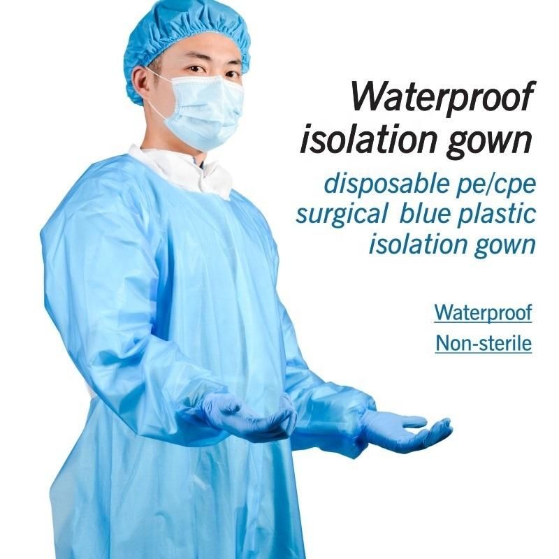 Medical Suppliers Hospitals Overhead/Open Back CPE Isolation Gown Individual Pack FDA