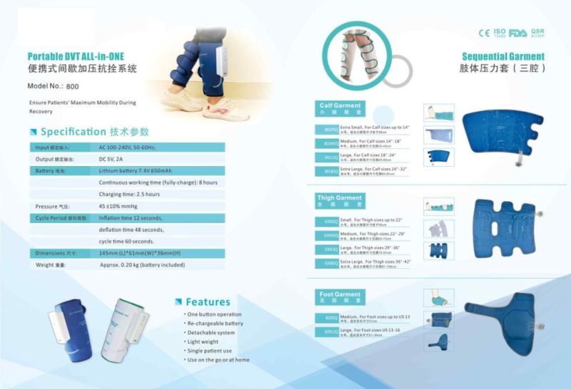 Disposable Dvt Therapy Sleeve by Air Pressure Calf and Thigh