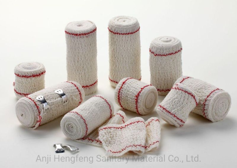 Disposable Latex or Latex Free Cotton Crepe Bandage Size High Elastic Bandage with Clip with OEM