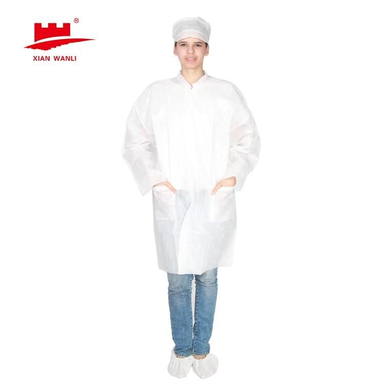 Disposable Microporous Film Lab Coat Against Soild Dusts and Minor Splashing