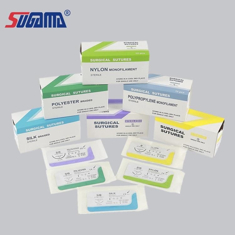 Good Price Circle Round-Bodied Non Absorbable Silk Material Surgical Sutures with Needle