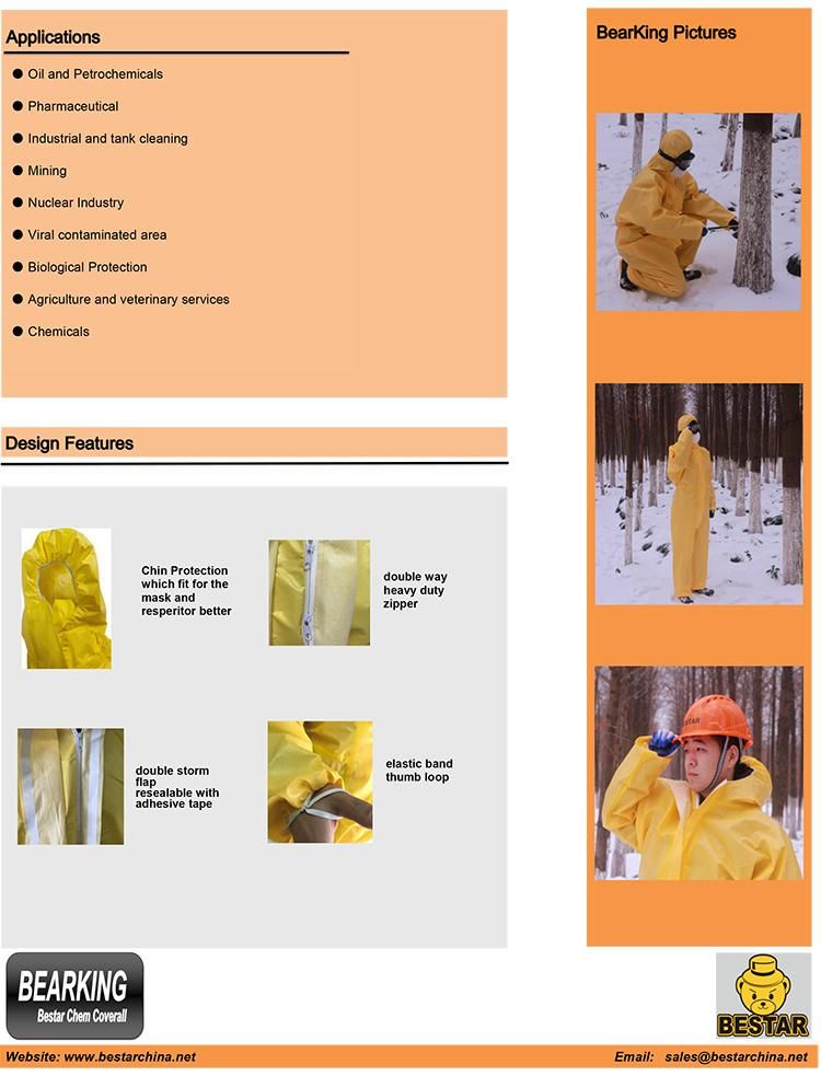 CE Certified Cat III Type 3456 Ebola Coverall Against Virus