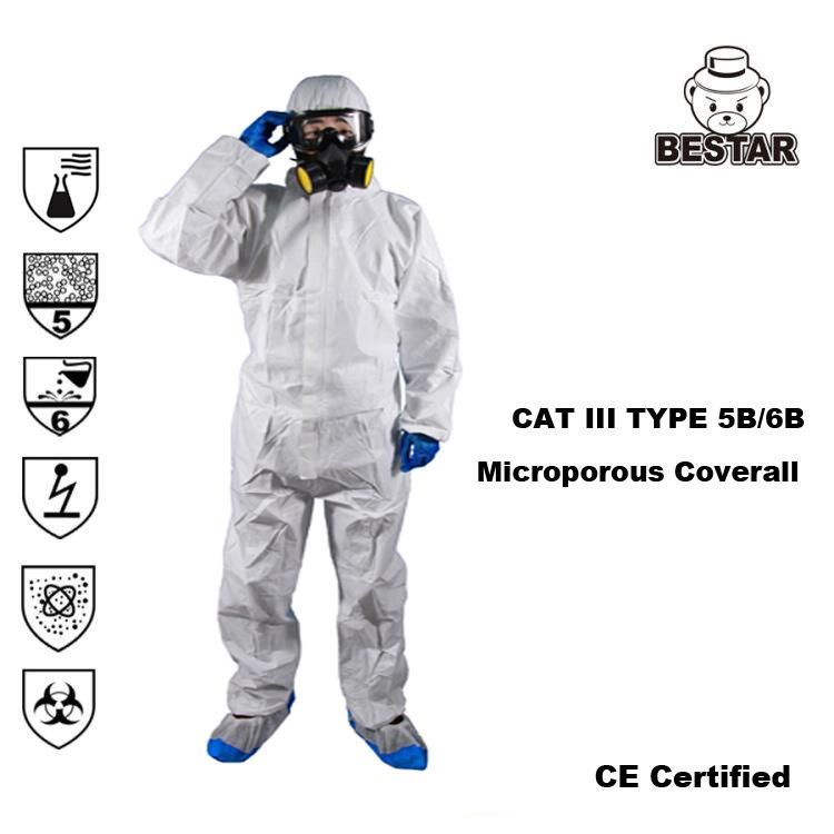 Disposable Microporous Film Type 5b/6b En14126 Virus Bacteria Protection Hospital Coverall