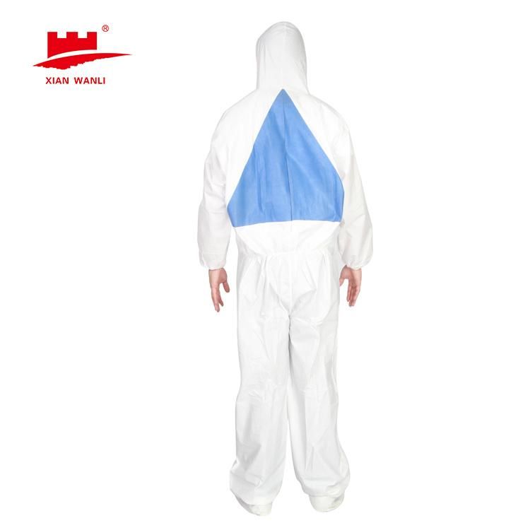 Anti Dust SMS Disposable Isolation Personal Lightweight Hooded Medical Nonwoven Protective Hazmat Coverall Suit Long Sleeves