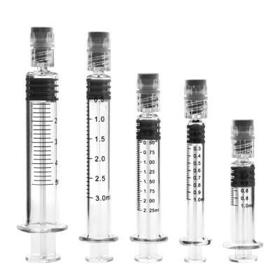 Borosilicate Glass 1ml 2.25ml 3ml 5ml Medical Glass Syringe with Luer Lock Tip Cap Injection Oil Disposable Scale Lines