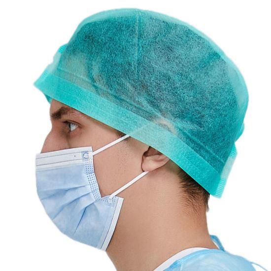 Blue Disposable SMS Doctor Caps with Elastic at Back