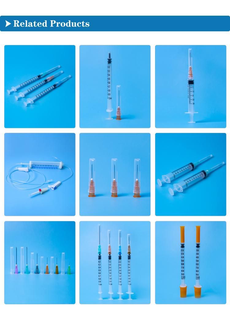 Medical Injection Syringe 1/2/3/5/10/20/60 Ml Luer Lock /Slip Syringe with Needle or Safety Syringe