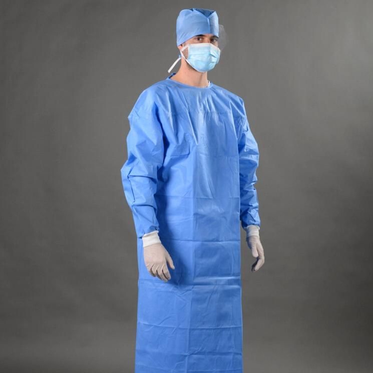 Best Price Premium Sps PE Hospital Isolation Suit with Belt Around Abdomen ESD Smoke Surgical Gown for Medical Institutions