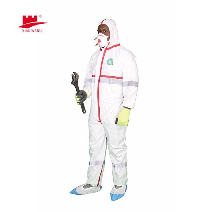 Type 456 PPE Non Woven Protective Coverall Chemical Protection Coverall with Hood Full Body Protective Jumpsuit