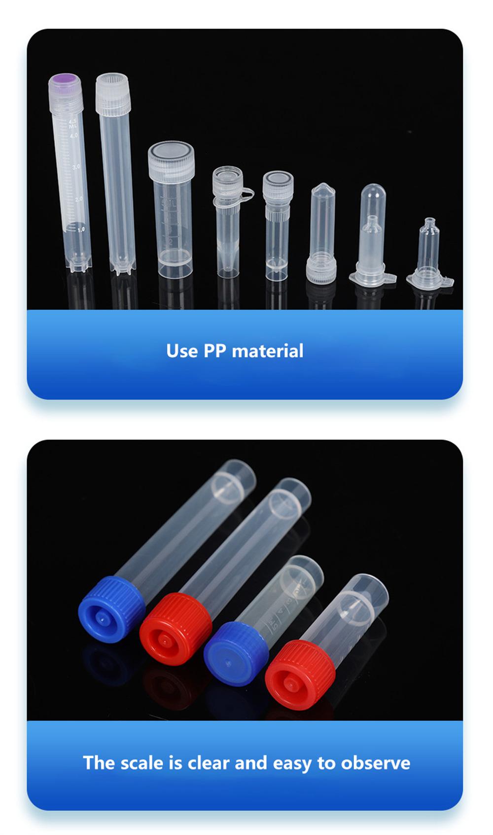 Plastic Small Vials with Screw Caps Sample Tubes, PP Material Sample Test Tube