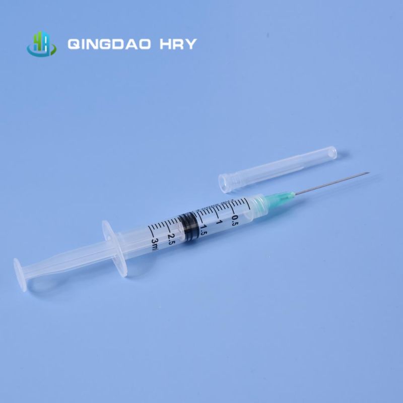 3ml Disposable Luer Lock Sterile Syringe with Needle & Safety Needle PE Packing in Stock