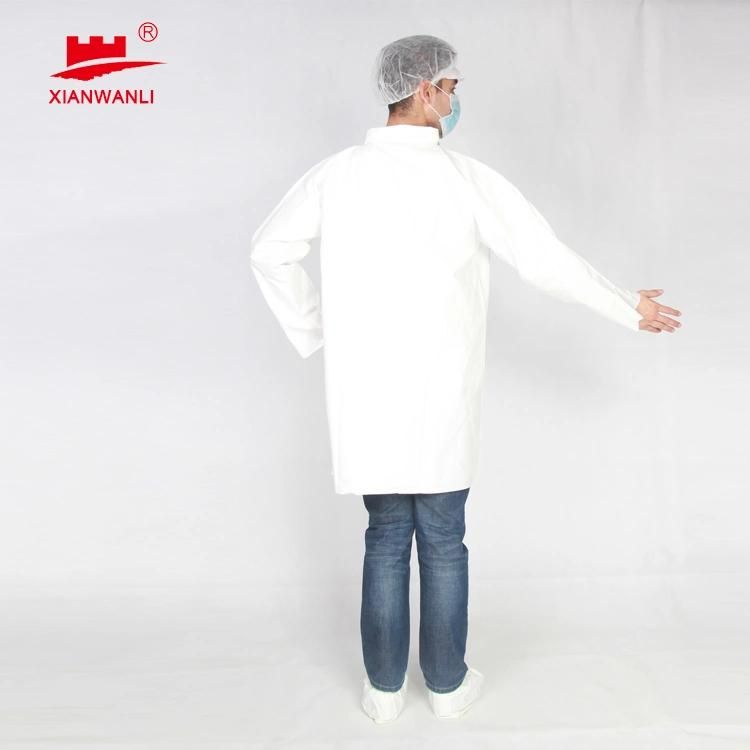 Disposable Lab Coats with Snap Button Nonwoven Lab Coats Visitor Coats