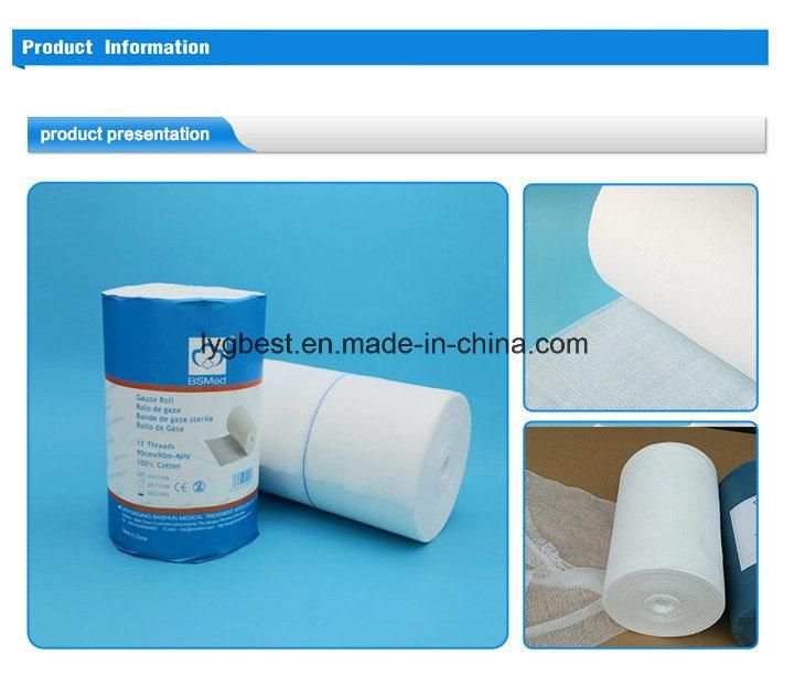 100% Cotton Mesh 19X15 4ply Medical Absorbent Hospital Use Gauze Roll