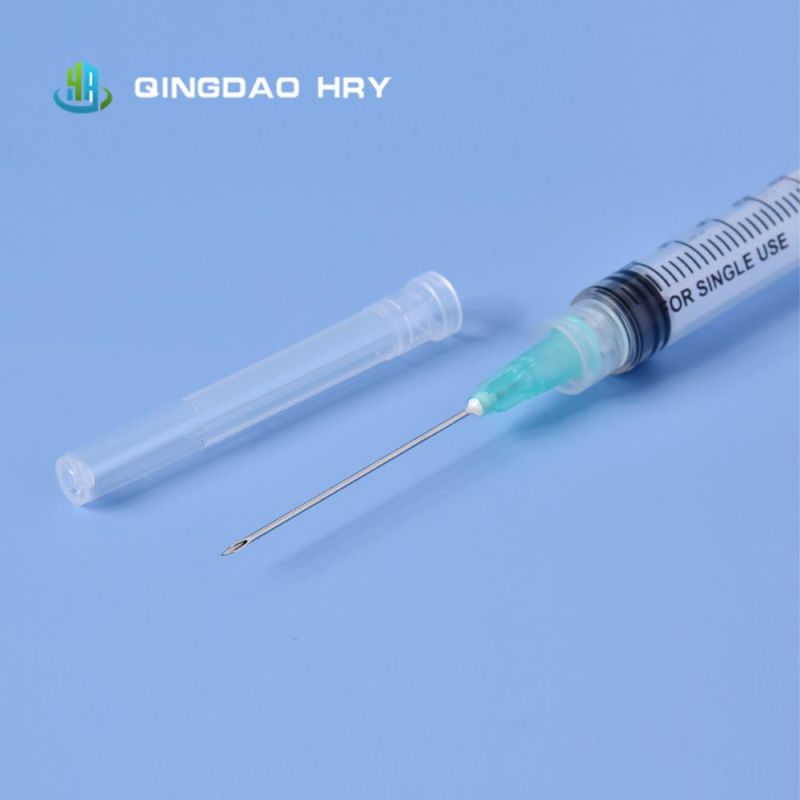 China Factory of 5ml Luer Lock 3 Part Medical Disposable Syringe with Needle