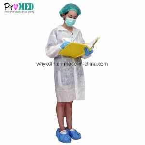 Pocket free with shirt collar, Disposable nonwoven lab coat gown, SMS/SBPP/PP lab coat, visitor coat