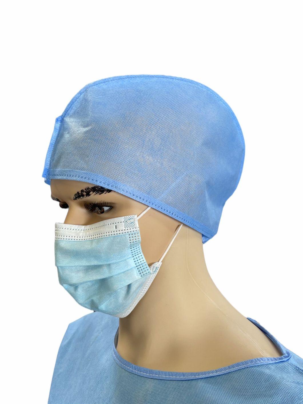 Multicoloured Disposable Anti-Slip Non Woven Cap Doctor Cap with Elastic