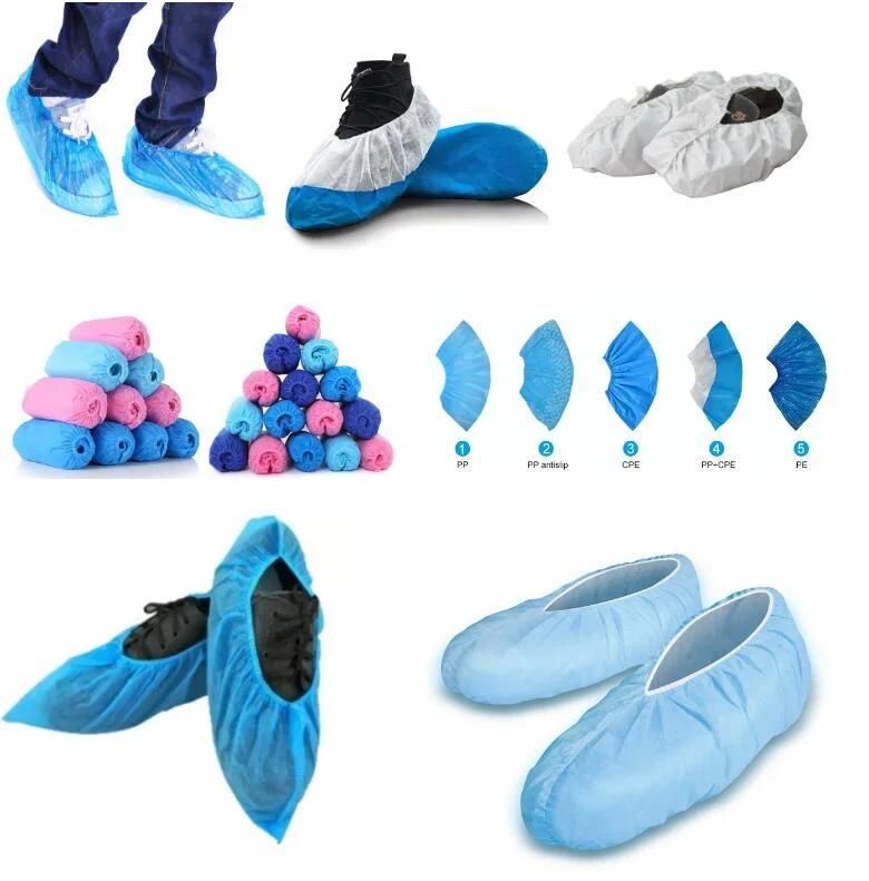 Waterproof Disposable Plastic PE, CPE Shoe Cover, Blue Color Shoe Cover