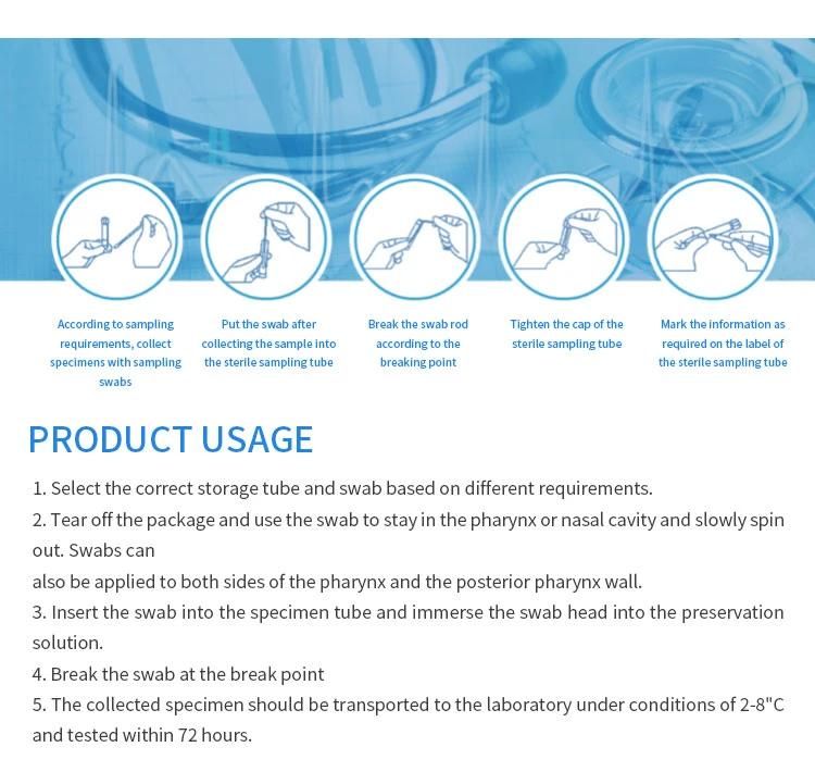 CE Certified Vtm Molecular Transport Medium Tube with Swab