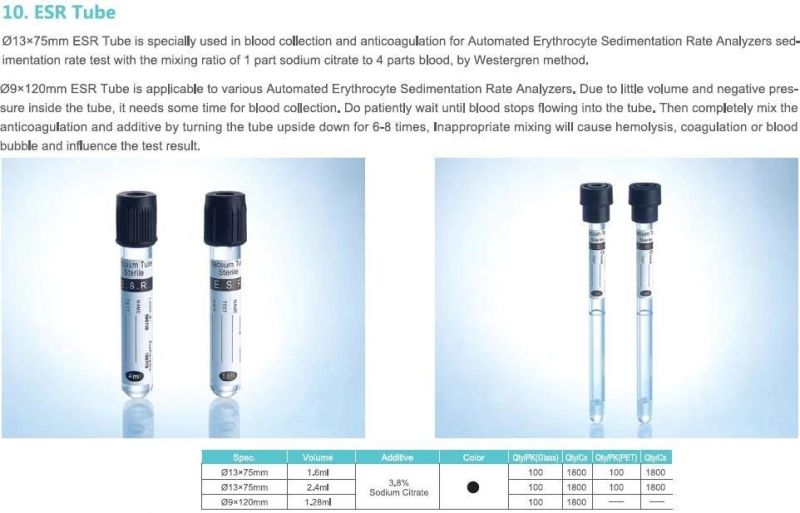 Medical Vacuum Blood Collection Tube for Pet or Glass