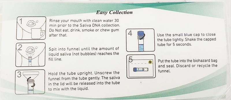 DNA Rna Sterile V Shape Tys Collecting Funnel Test Sample Tube Device Saliva Collection Kit