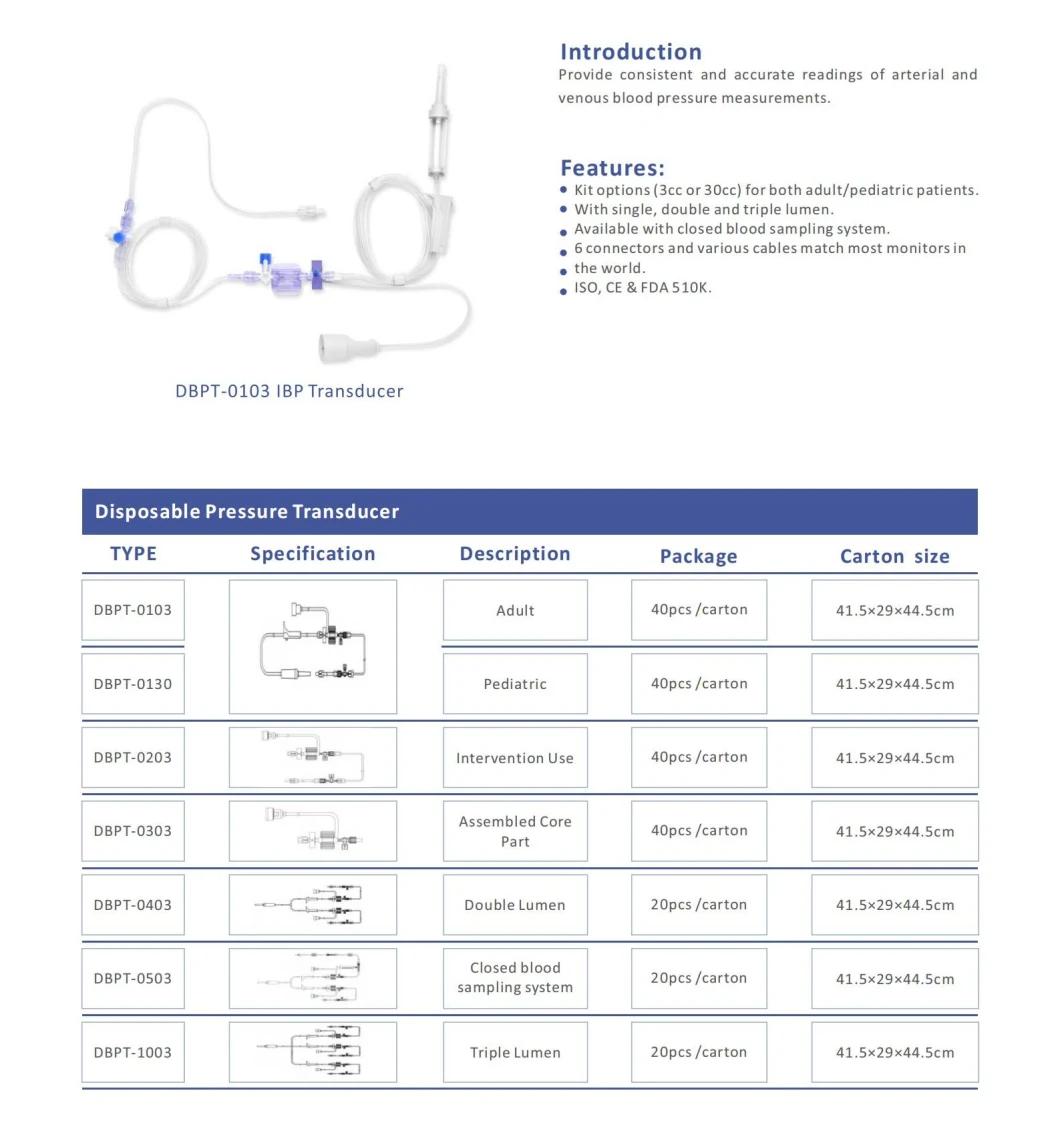 Critical Care CE FDA Hisern Optimal Dynamic Response Supply Blood Pressure Medical Transducers