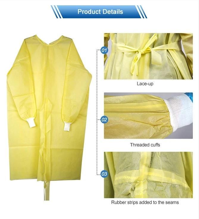 Level 3 Isolation Gown Disposable SMMS Coated Waterproof Clothing Certified Isolation Clothes