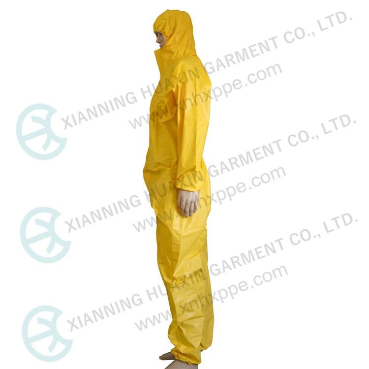 Type3b Special PE Coated SMS Chemical Resistant Disposable Safety Suit Coverall