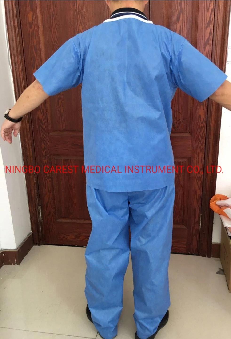 Non Woven Disposable Scrub Suit, Two Pieces Suit for Hospital
