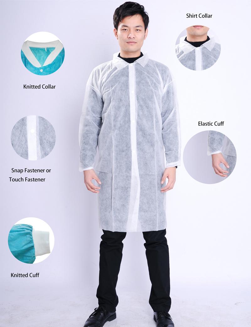 Medical Disposable Protective Clothing Lab Coat Isolation Gown Long-Sleeve