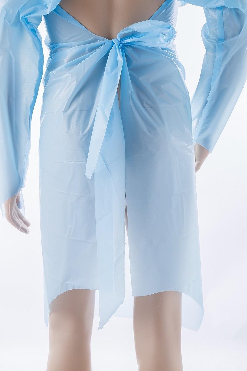 Polythene Waterproof CPE Surgical Gown Isolation with Tumb Loop Impevious