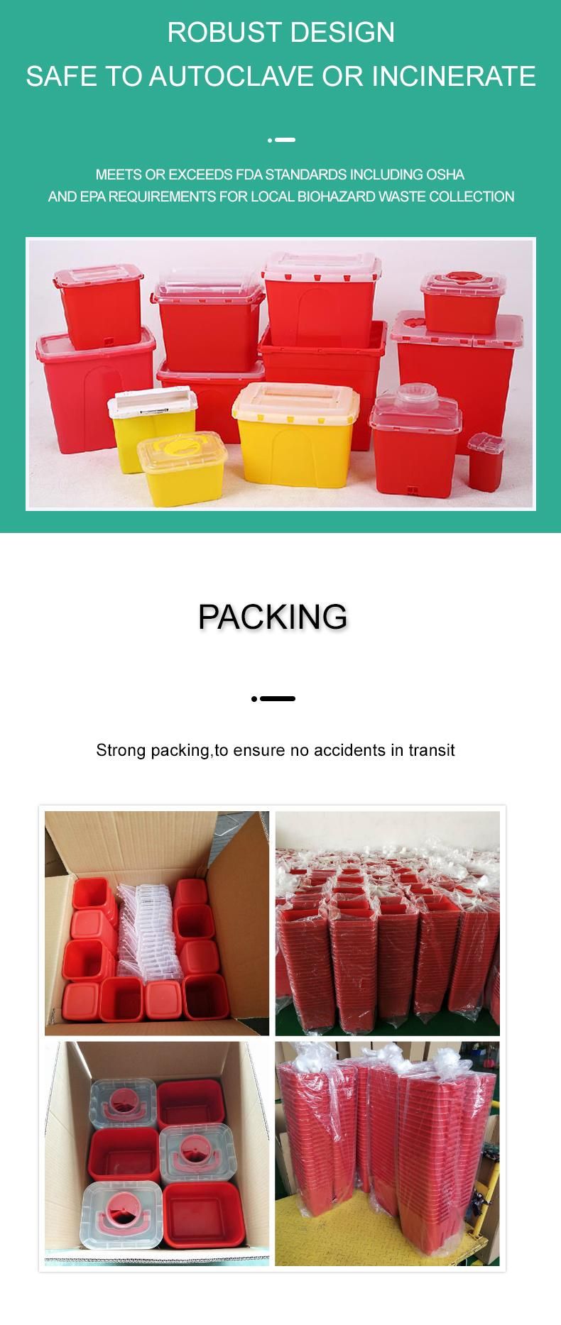 1liter FDA Approved Plastic Medical Disposable Biohazard Waste Boxes