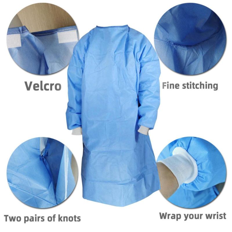 Medical Personal Protection System Non Woven Surgical Gown Full Length with ISO Certificate