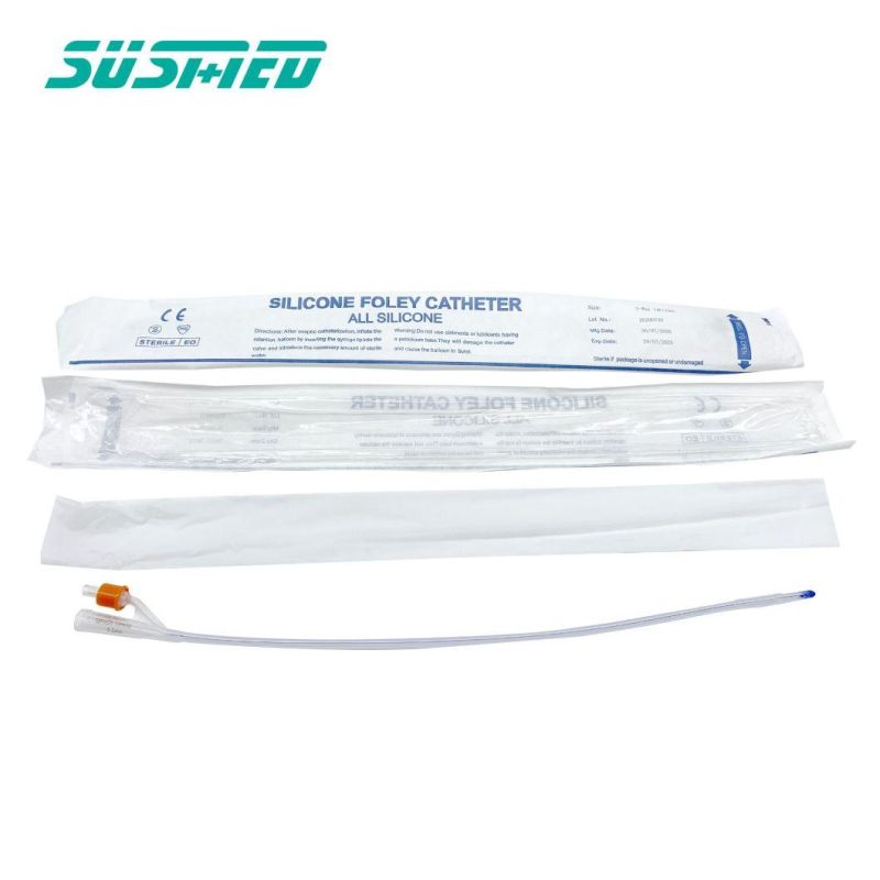 Disposable Medical 100% All Silicone Balloon Silicone Foley Catheter