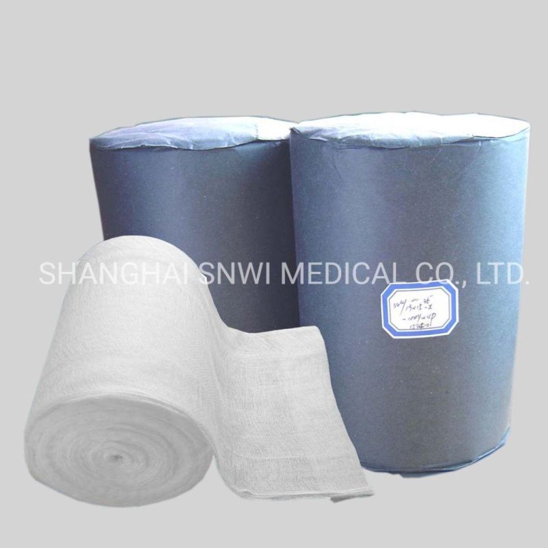 CE ISO Certificated Medical Surgical Dressing White Sterile 100% Cotton Absorbent Gauze Roll (36"X100Yds, 4PLY, 40′S/19X15)