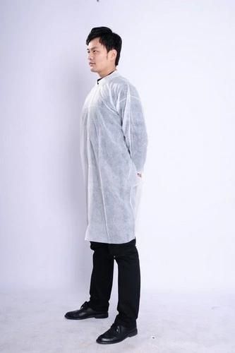 Disposable Nonwoven PP Lab Coat with Shirt Collar Medical Use