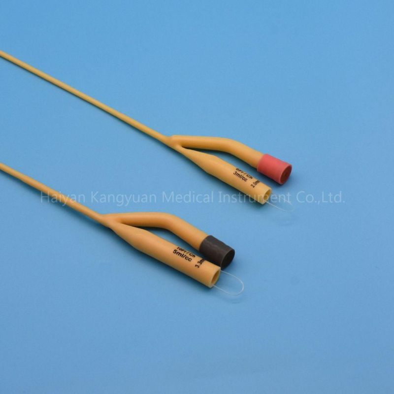 Medical Instrument Silicone Coated Latex Foley Catheter Rubber Valve or Plastic Valve