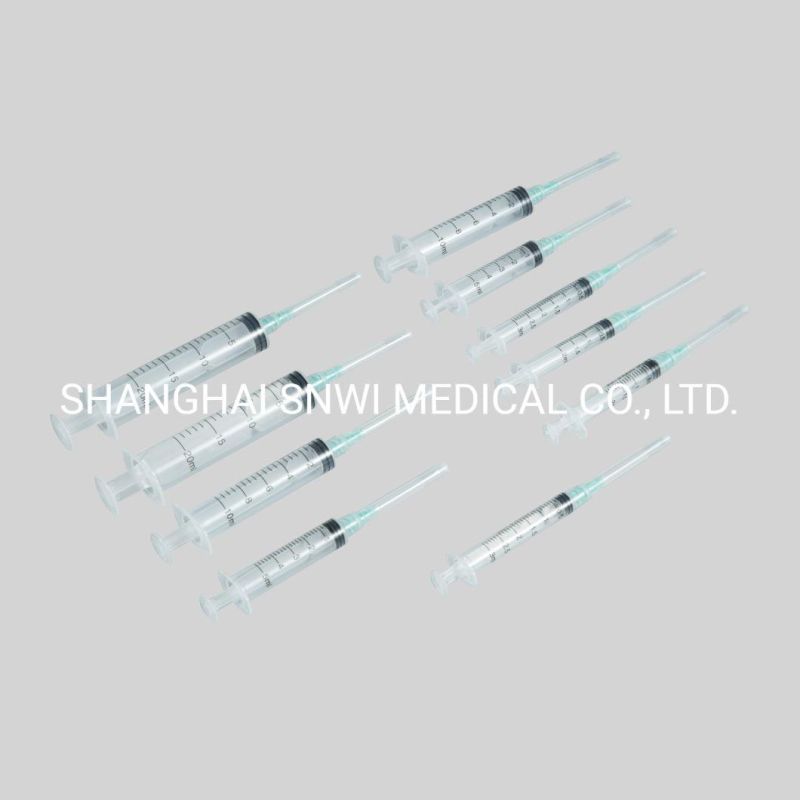 High Quality Medical Disposable 2parts Plastic Luer Slip/Luer Lock Injection Syringe with Needle