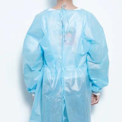 Disposable Level 2 PPE Blue Nonwoven Isolation Gown