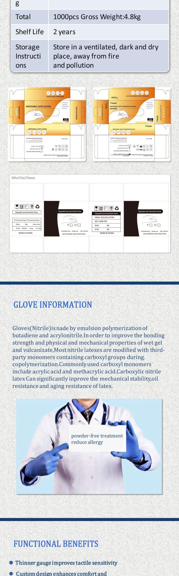 High Quality Cheap Disposable Examation Medical Latex White Gloves Manufacturer Large Gloves