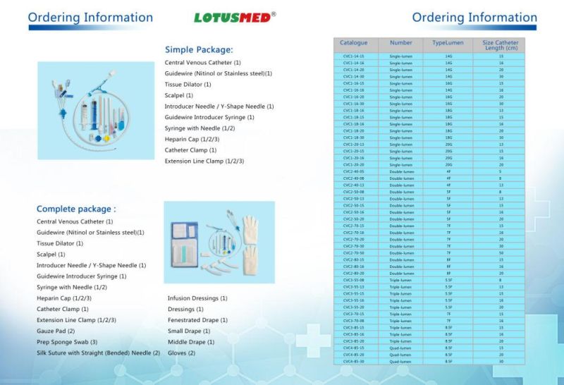 Medical Disposable Single/Double/Triple Lumen Central Venous Catheter