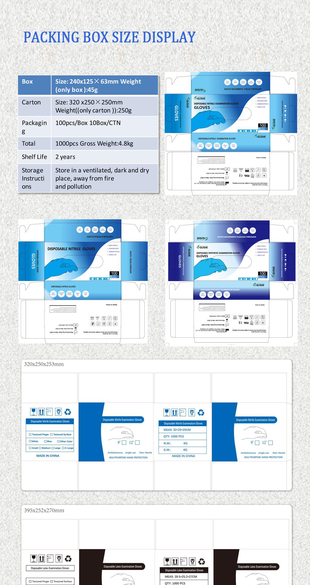 Disposable Examination Nitrile Gloves 100% L/C Sign with Factory