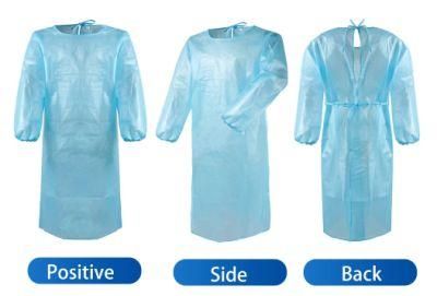 2022 Personal Protective Clothing 30GSM PP+PE Isolation Gown with Elastic Cuff