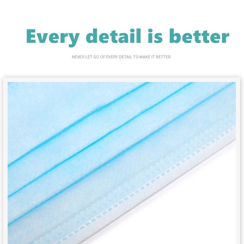 White List Manufacturer FDA CE Approved 3ply Disposable Anti Virus Dust Non Woven Blue Earloop Surgical Face Mask