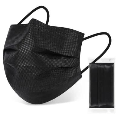 Fashion Disposable Black Face Mask 3-Ply Non-Woven Fabric Melt-Blown Black Face Mask