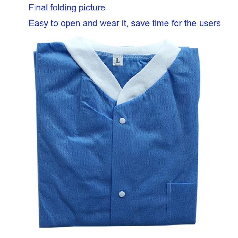 Disposable Worker Uniform Lab Coat with Elastic Cuff