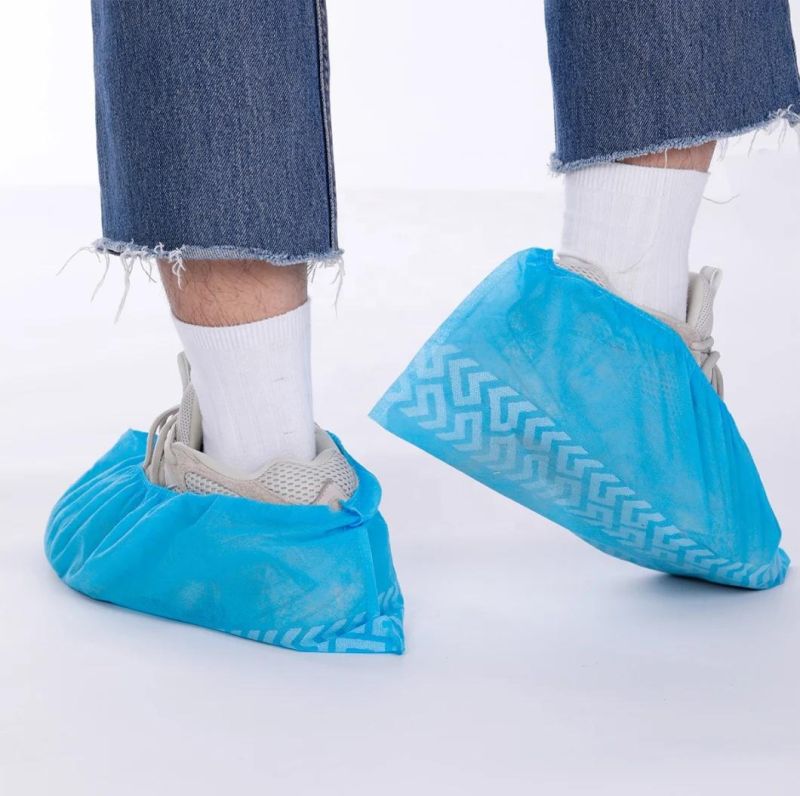 Disposable 35GSM Blue Non Slip Shoe Cover Nonwoven Shoe Cover