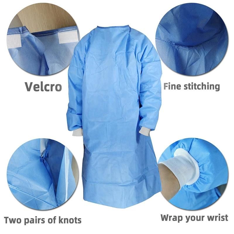 Non Sterile/ Sterile Tie Back Disposable SMS SMMS Smmms Standard Surgical Medical Gown