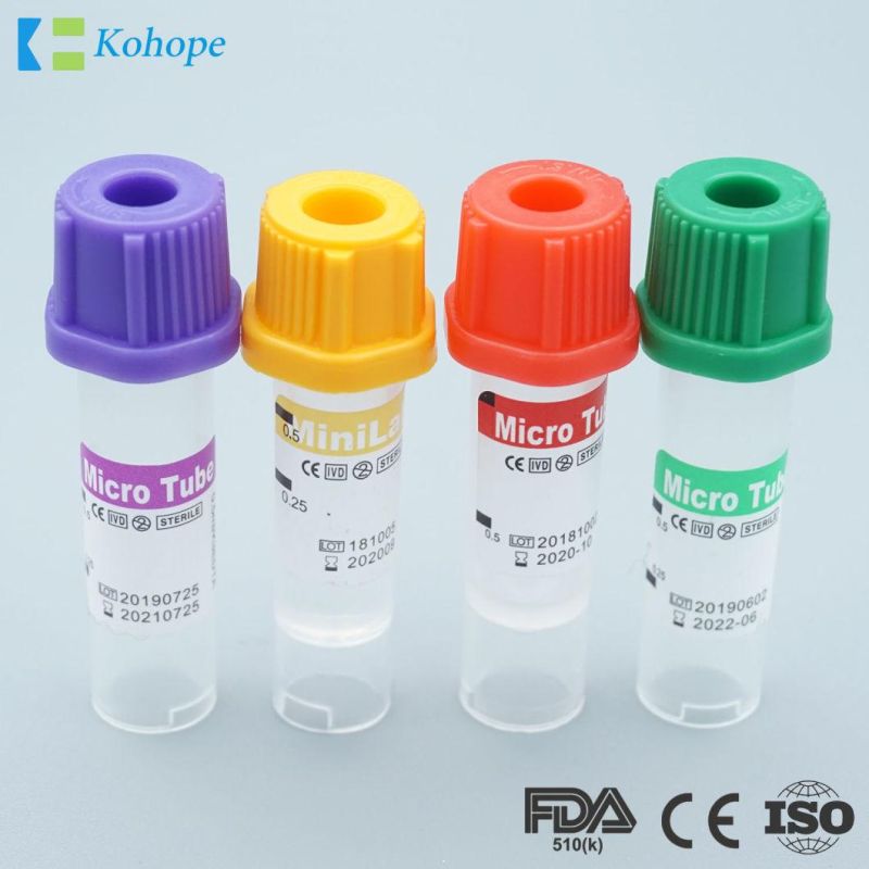 Medical Disposable Vacuum Blood Collection Tube, High Quality Vacuum Tube for Hospital, Color Code Cap