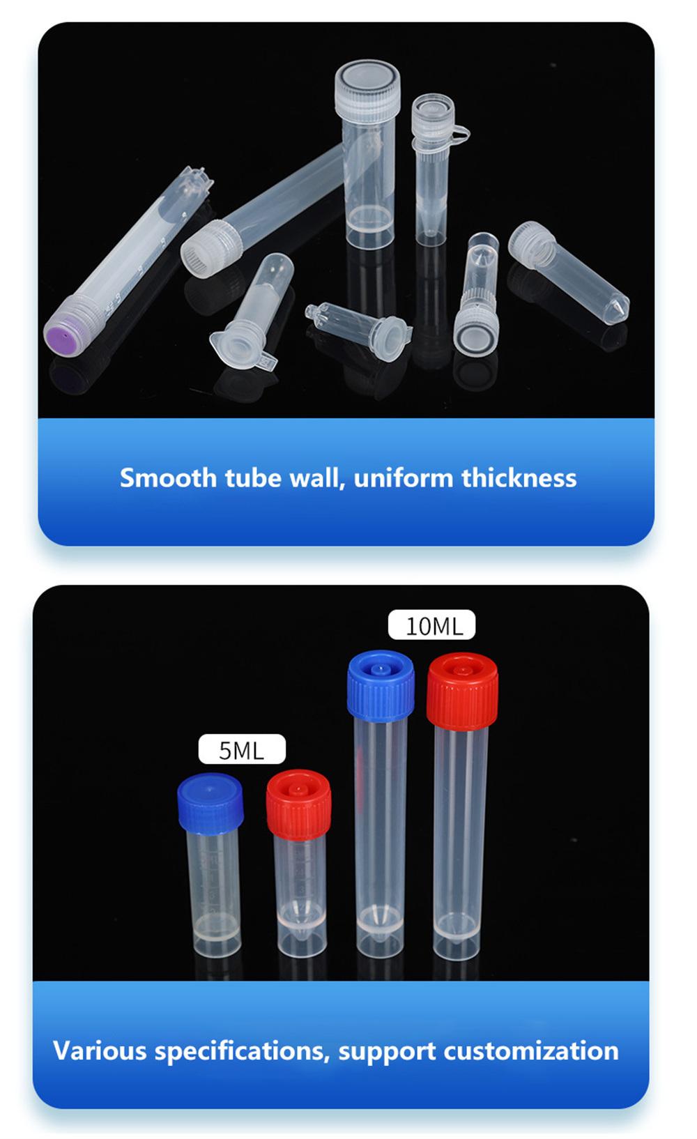 Plastic Test Tubes Screw Caps Bottle Vial Storage Container for Lab