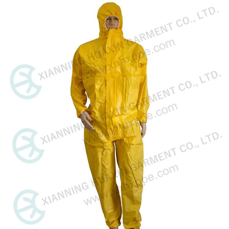 Type3b Special PE Coated SMS Chemical Resistant Disposable Safety Suit Coverall